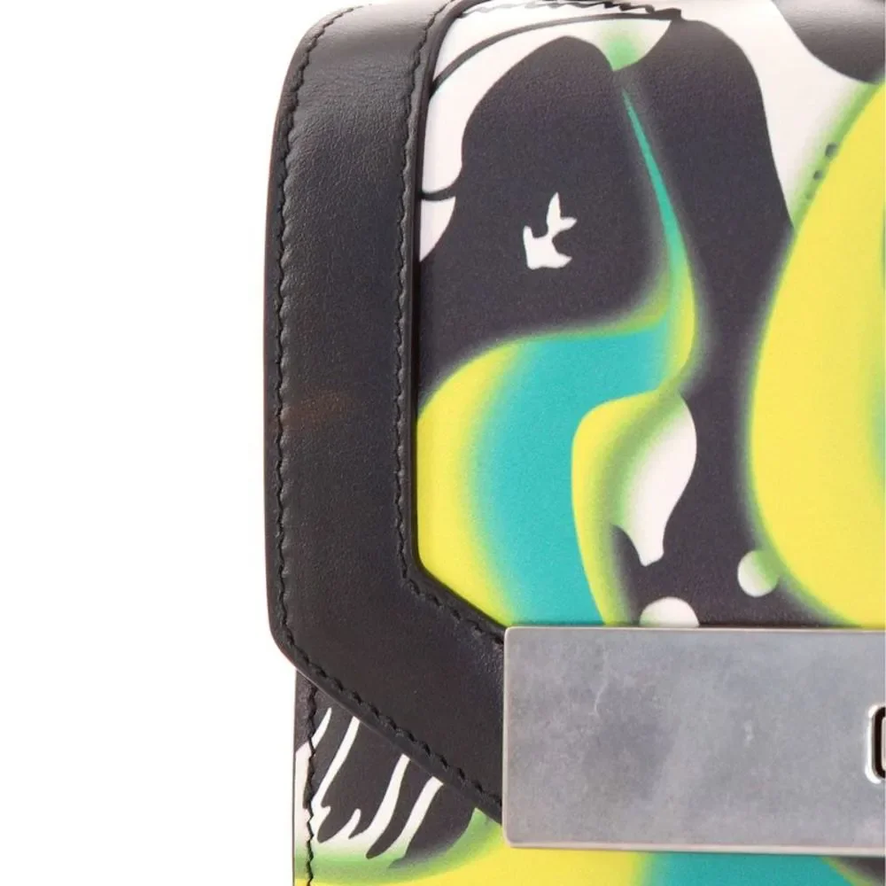 Prada Severine Chain Shoulder Bag Printed Leather Black, Print, Multicolor - Picture 8 of 10